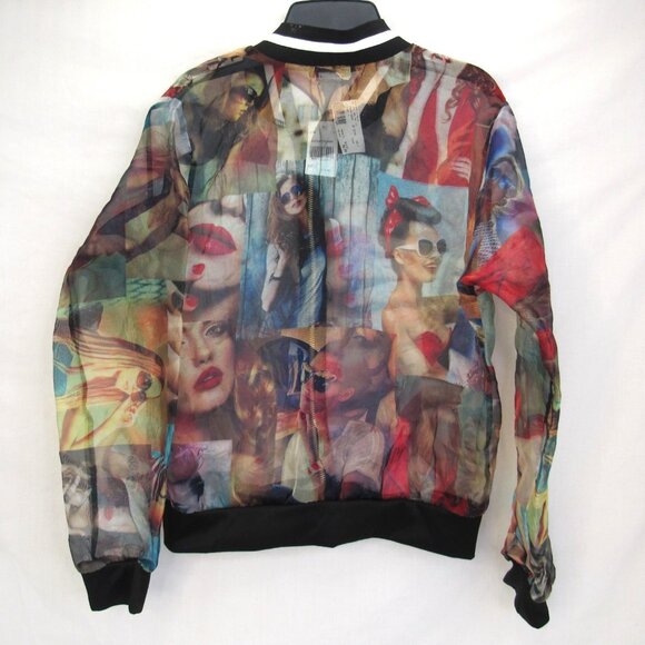 Blush Cosmopolitan Women's Sheer Long Sleeve Full Zip Short Jacket Size Medium - Picture 4 of 10